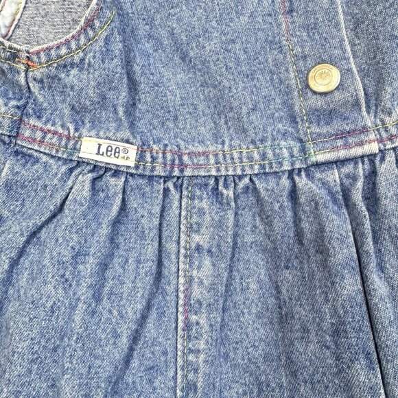 Lee Bib Jean Overalls Romper Toddler Rainbow Stitch USA Bare Back Vintage 4T - Picture 13 of 13